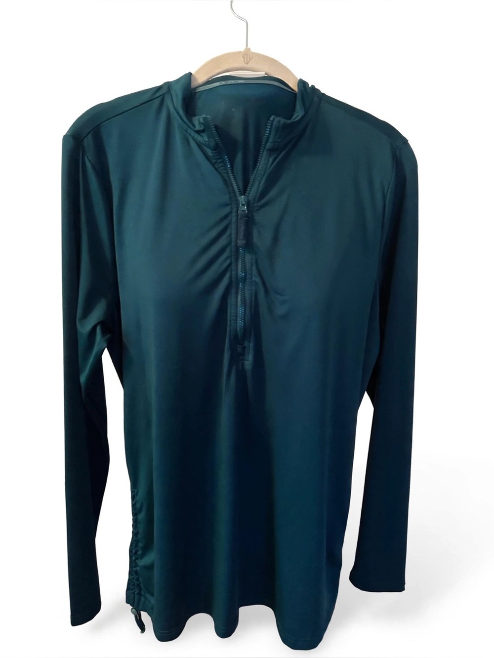 Lands' End  Teal Long Sleeve Swim Pullover - Quarter Zip Rashguard SPF